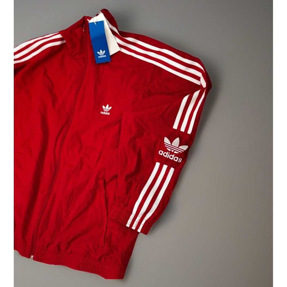 adidas Red Bomber Jacket with White Accents